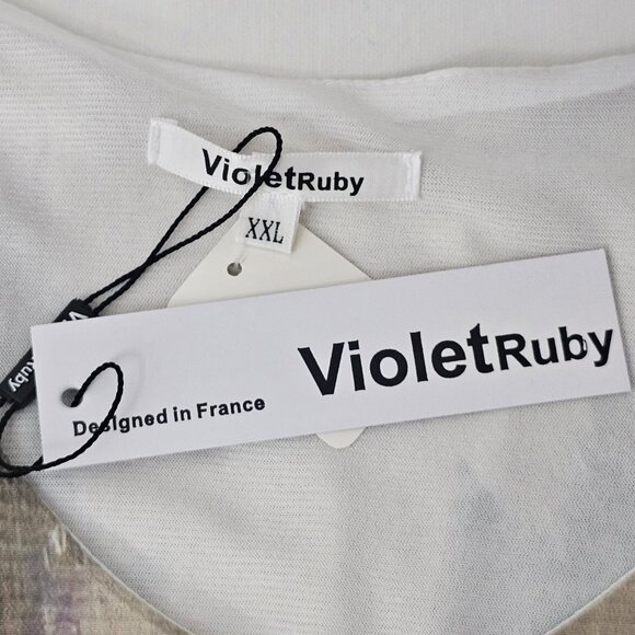 VioletRuby Women Top V-Neck 3/4 Sleeve Multicolor Size XXL Pullover Tunic - Picture 9 of 12